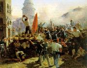 Horace Vernet Painting of a barricade on Rue Soufflot Spain oil painting artist